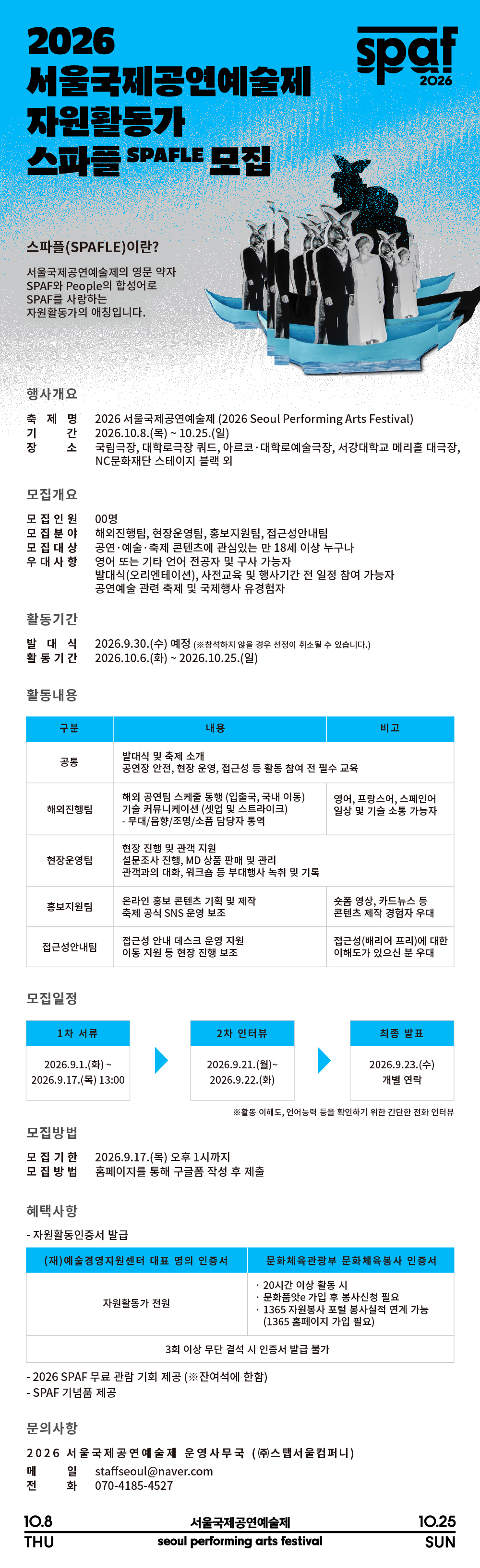 2026 서울국제공연예술제 자원활동가 모집공고 웹전단